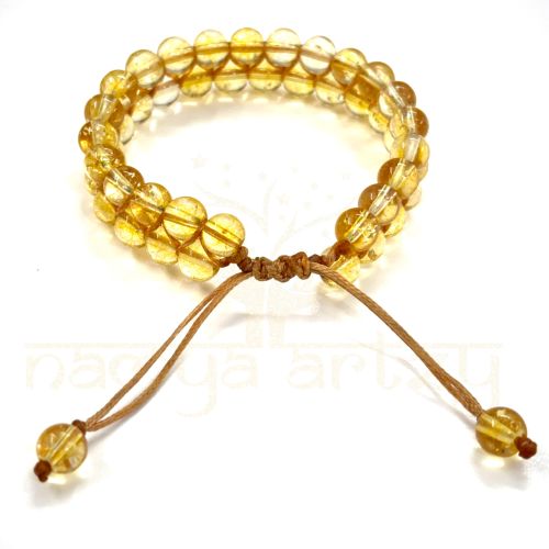 Handmade, Natural & Beautiful Citrine Gemstone Double Line Macrame Healing Bracelet