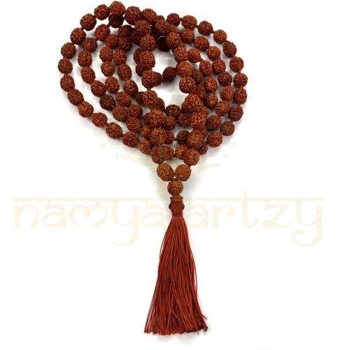 12mm Hand-knotted Mix-Faces Rudraksha Japa Tassel Mala