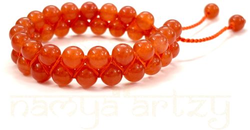 Handmade, Natural & Beautiful Carnelian Gemstone Double Line Macrame Healing Bracelet