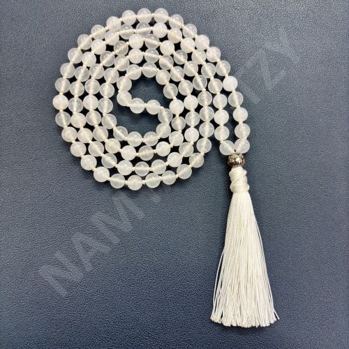 Handmade, Natural Moonstone Gems 108 Beads Hand-Knotted Japa MalaNecklace