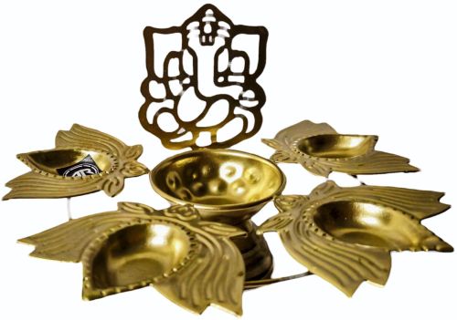 Coated Ar Industries Lotus Metal Urli, Color : Golden 0-10 Inches