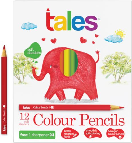 Hemlock Wood 12 Piece Tales Coloured Pencil, Thickness : 8-10mm