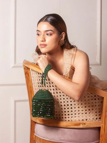 Ladies Green Starry Roohi Bucket Hand Bag