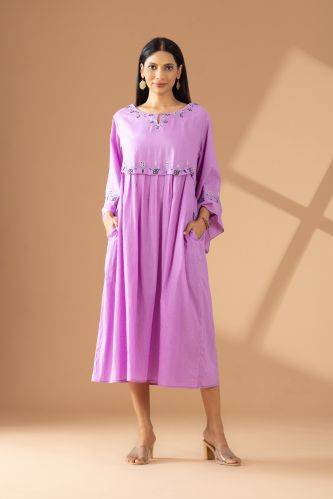 Slub Cotton Indo Western Dresses, Color : Lavender