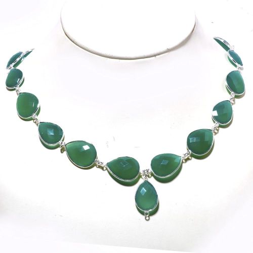Polished Gemstone Silver Necklace Party Wear, Gender : Female