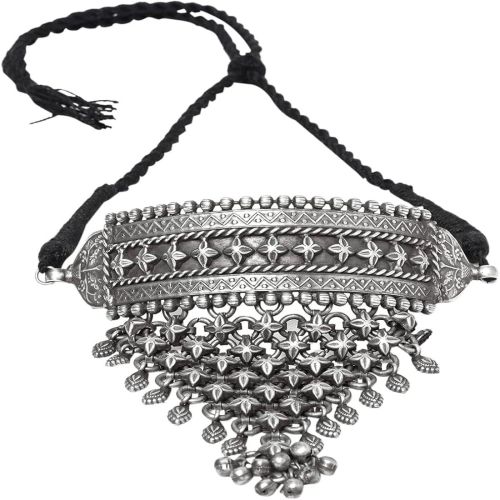 Polished Metal Imitation Oxidized Necklace, Color : Grey Antique