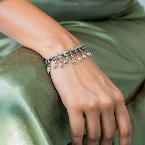 Polished Temple Silver Bracelets Standard Party Wear