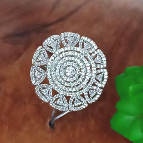 Indiacz Silver Brass Bridal Engagement Ring, Shape : Round