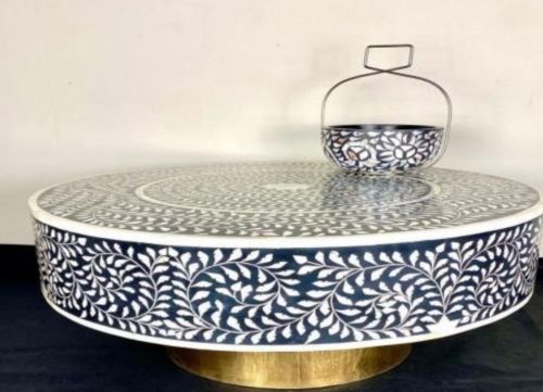 Round Bone Inlay Table 36×36 Inch