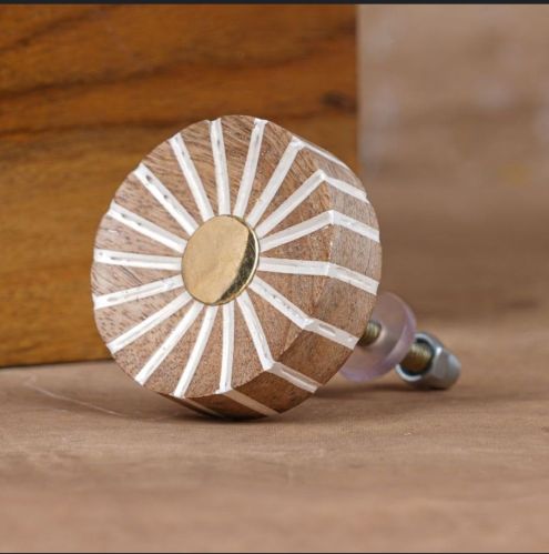 Polished Wooden Knob, Color : Brown White