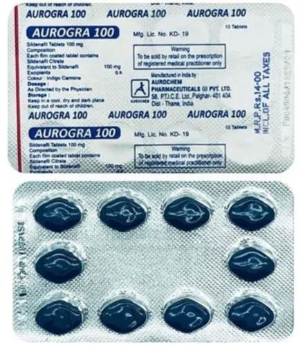 Aurogra 100mg Tablets, Packaging Type : Paper Box