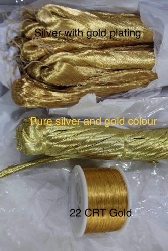 SILVER GOLDEN Real Gold Zari Threads, Brand Name : R.K.SONS