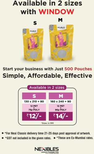 Printed PP Window Pouch, Shape : Rectangular for Food Industry