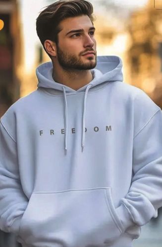 Plain Mens Full Sleeve Blue Hoodies, Technics : Machine Made