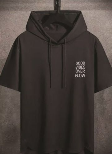 Plain Mens Half Sleeve Grey Hoodies, Technics : Machine Made