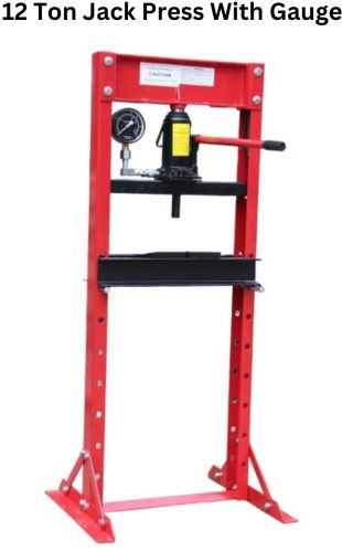 Iron Polished 12 Ton Jack Press with Gauge, Color : Red