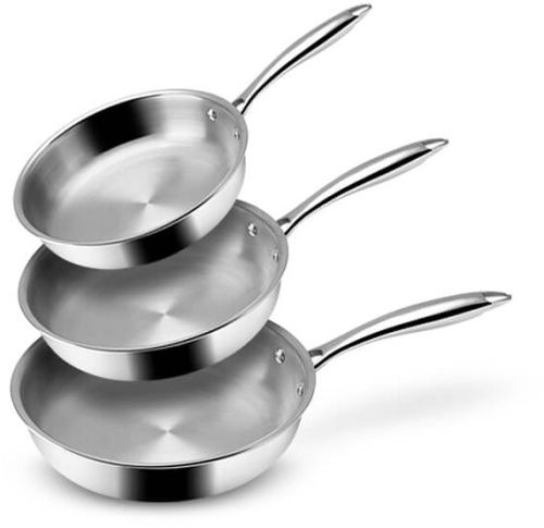 Non Coated Gsp Stainless Steel Triply Frypan, Color : Silver, Sliver