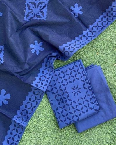  Cotton Unstitched Applique Work Suit Casual Wear, Party Wear