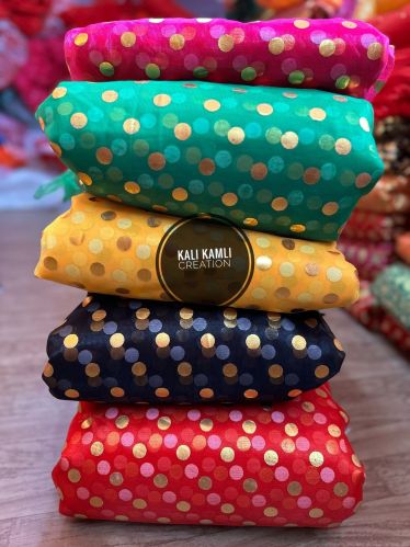 Printed Bindi Polyester Net Fabric, Color : Multi Colour Party Wear