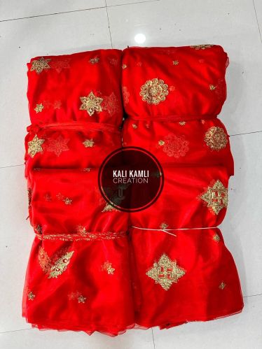 Ladies Embroidery Butta Work Net Fabric Casual Wear, Party Wear