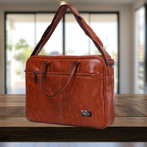 Plain Leather Brown Laptop Bag, Gender : Unisex
