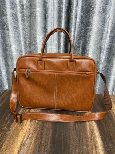 Plain Synthetic Rexin Laptop Bag, Color : Brown, Brown