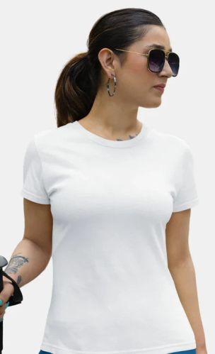 White Solid Tshirt for Women