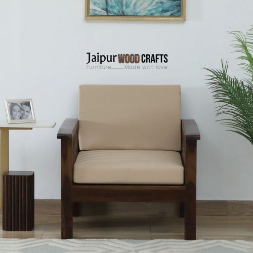 Harlev Sheesham Wood 1 Seater Sofa in Provincial Teak Finish