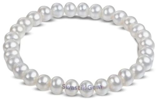 Swastik Gem Stone Crystal Pearl Bracelet, Color : White