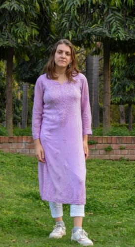Lavender Grace - Viscose Georgette Chikankari Kurti