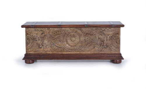 Kraft Creations Unique Antique Finish Wooden Trunk Box For Bedroom 45X116X40 CMS