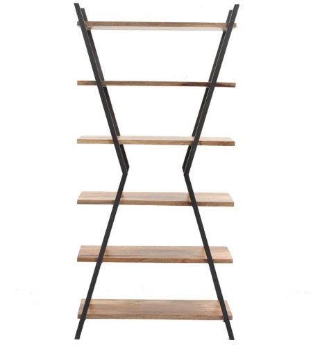 Multistoried Iron and Wood Book Rack