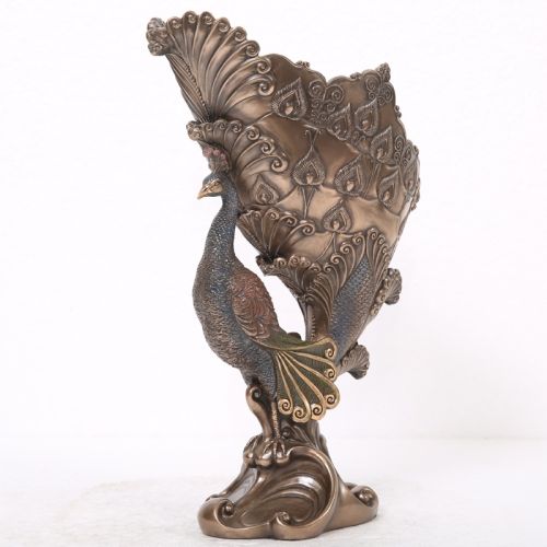PR Peacock Flower Vase Gift Statue