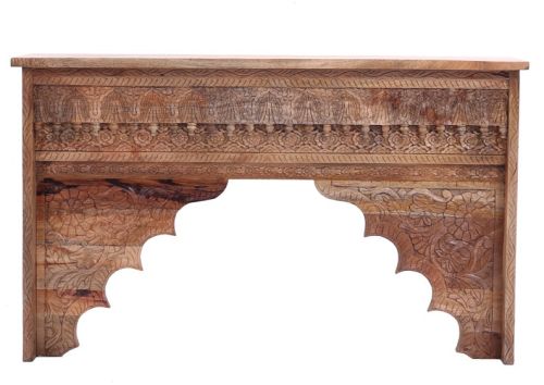 Solid Mango Wood & Carved Console Table with Arch