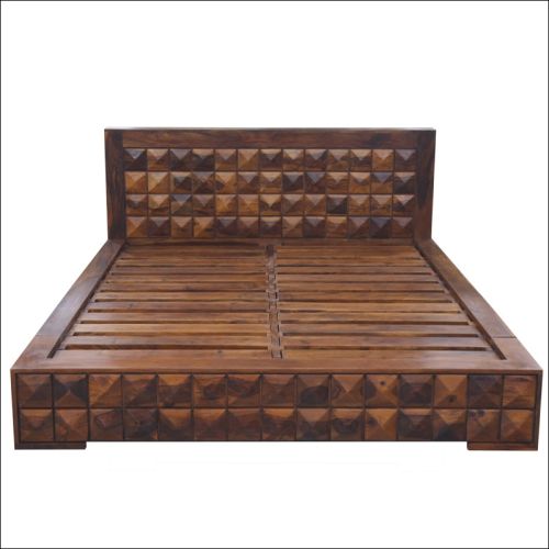 Solid Sheesham Wood King Size Bed, Dimension : 190 × 190 × 212 Cm