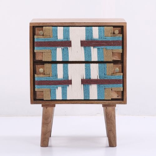 Woden & Jute Multicolor Nightstand Bed Side Table