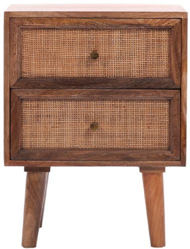 Wooden Camel Rattan Nightstand Bed Side Table
