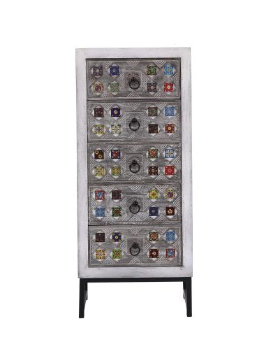 Wooden Grey Wash Chest Drawer