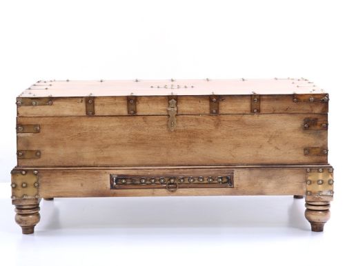 Wooden Storage Coffee Table Box with Brass Fitting