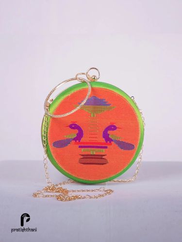 Green Yeola Handmade Paithani Sling Bag