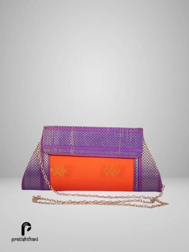 Orange & Purple Yeola Sling Paithani Bag