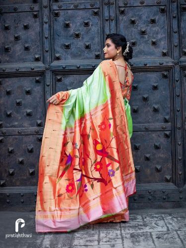 Woven Muniya Double Border Paithani Saree– Pratishthani