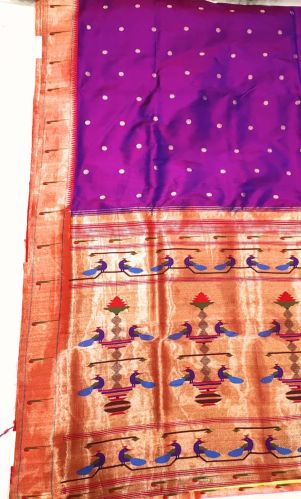 Woven Purple Single Muniya Paithani Saree– Pratishthani