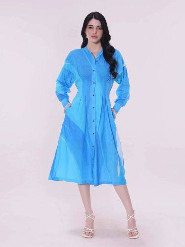 100% Cotton Women Ocean Printed Midi Dress