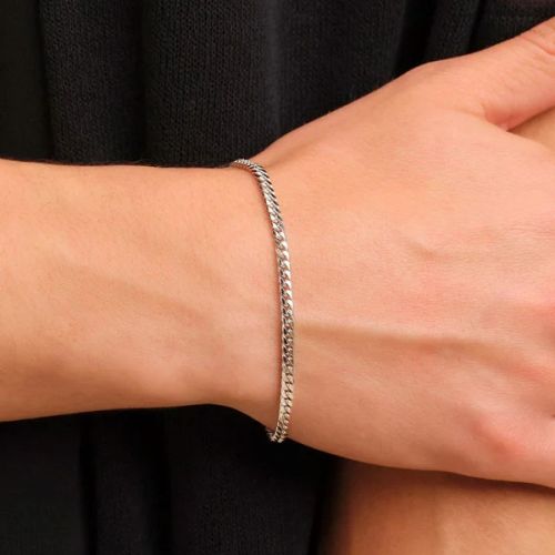Curb Silver Bracelet For Men