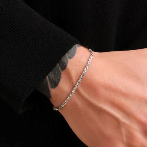 Essential Silver Rope Bracelet For Men