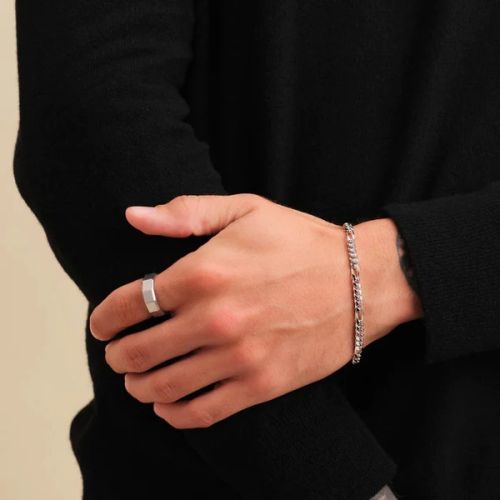 Figaro Silver Bracelet For Men, Speciality : Diamond Cut Pattern