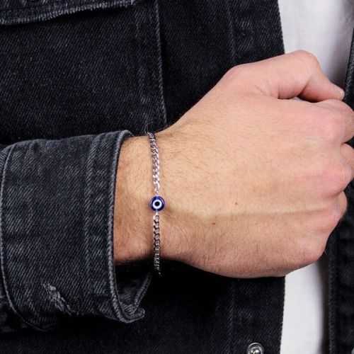 Silver Evil Eye Bracelet for Men