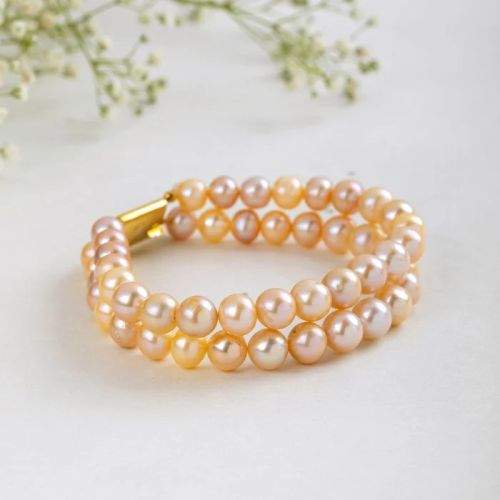 Whispering Pink And Peach Pearl Women Bracelet