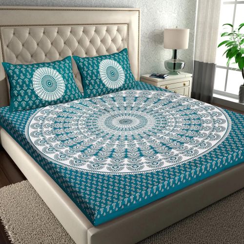 Cotton Printed Double Bed Sheets Standard, Technics : Machine Made